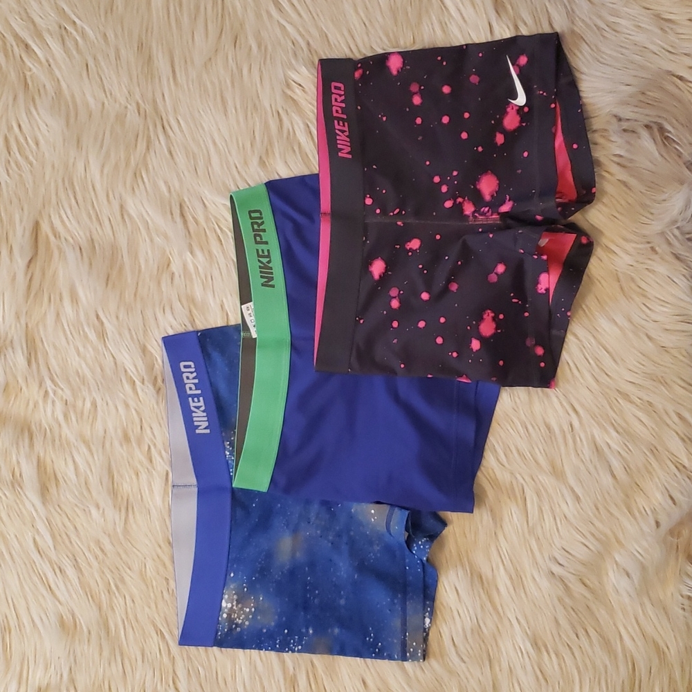 Three pairs Nike Pro Shorts